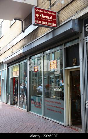 AMSTERDAM, NETHERLANDS - JULY 7, 2017: Khemai Diamonds factory jewelry shop in Amsterdam, Netherlands. Amsterdam has a long history of diamond trade a Stock Photo