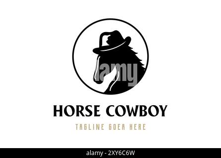 Horse Stallion with Texas Cowboy Hat for Gentleman or Strong Masculine Logo Design Stock Vector