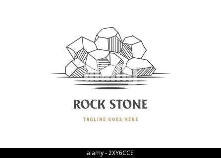 Vintage Retro Geometric Rock Stone Logo Design Vector Stock Vector