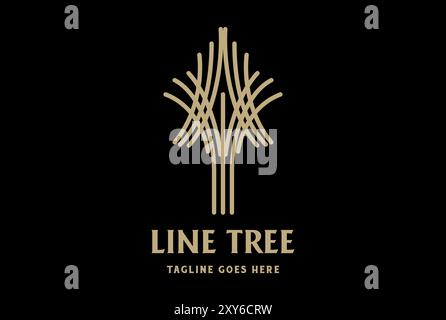 Elegant Luxury Golden Line Tree Plant for Grow Logo Design Vector Stock Vector