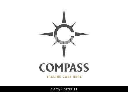 Simple Minimalist Initial Letter C with Arrow for Compass Outdoor Adventure Logo Design Vector Stock Vector