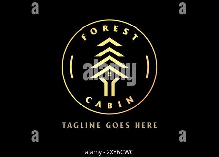 Elegant Luxury Tree House or Forest Cabin for Real Estate Chalet Logo Design Vector Stock Vector