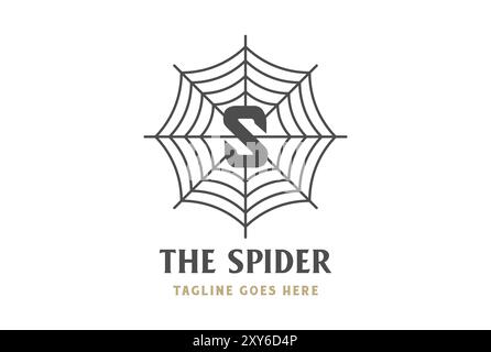 Vintage Initial Letter S for Spider Net Logo Design Vector Stock Vector