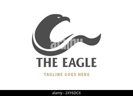 Simple Minimalist Strong Spread Eagle Head Wing Silhouette for Sport Logo Design Vector Stock Vector