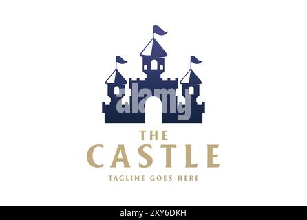 Fun Holiday Castle Silhouette for Circus Recreation Park Logo Design Vector Stock Vector