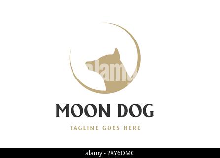 Wolf Dog Coyote Dingo with Crescent Moon Logo Design Vector Stock Vector