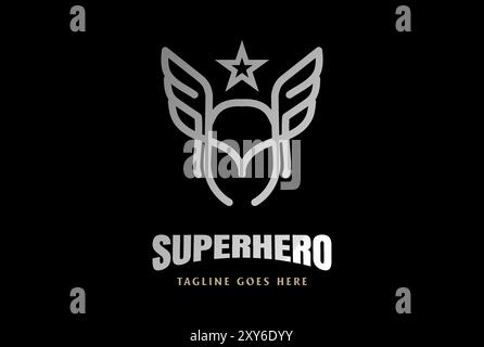 Warrior Knight Odin Head Wings Superhero Head Logo Design Vector Stock Vector