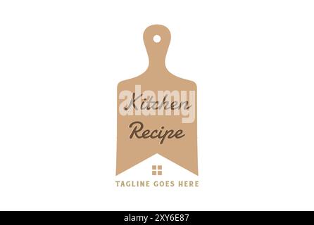 Simple Minimalist Wood Wooden Cutting Board for Kitchen Recipe Restaurant Catering Food Cook Logo Design Stock Vector