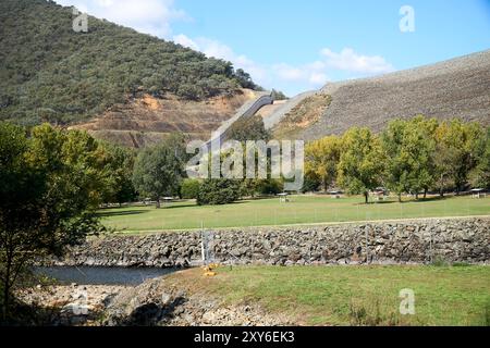 The Spillway at Blowering Dam on the Tumut river. Stock Photo