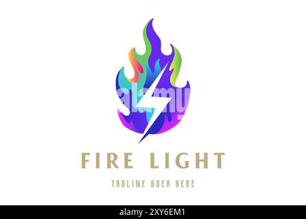 Modern Fire Flame Inferno with Electric Light Logo Design Vector Stock Vector