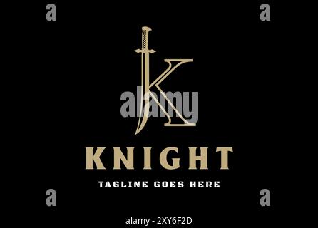 Knight Shield Armor Sword with Initial Letter A logo design template ...