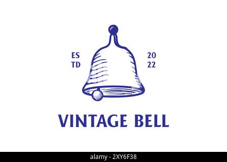 Retro Vintage Hand Drawn Old Classic Bell Logo Design Vector Stock Vector