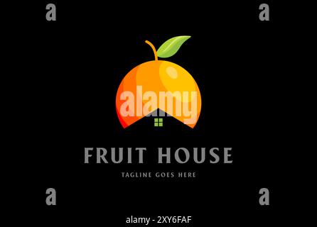 Orange Lemon Lime Fruit with House for Store Shop Delivery Service Logo Design Vector Stock Vector