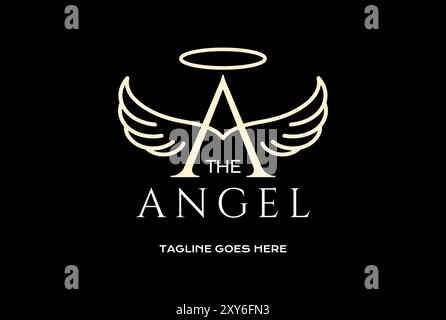 Golden Initial Letter A with Wings for Angel Logo Design Vector Stock Vector