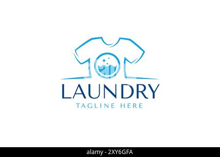 Wash laundry logo design template. Washing machine isolated on Clothes illustration for laundry logo Stock Vector