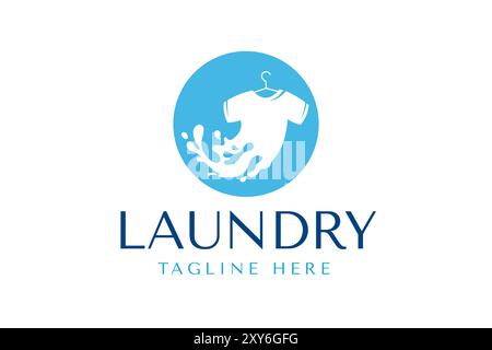 Wash laundry logo design template. Clothes illustration for laundry business logo Stock Vector