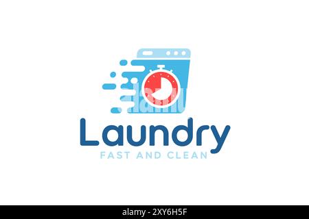 Express laundry logo design template. Washing machine with fast effect shape for laundry logo Stock Vector