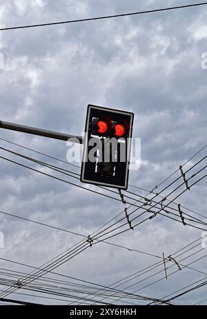 Red traffic lights in Ribeirao Preto, Sao Paulo, Brazil Stock Photo