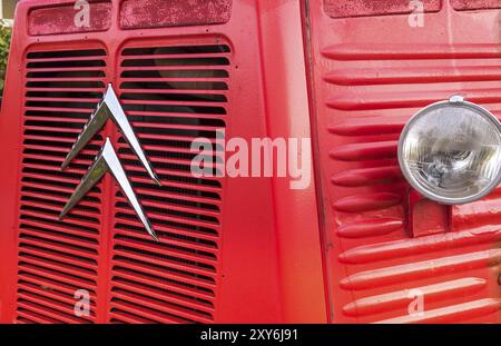 Westerland, Netherlands. October 2022. Close up shots of an old Citroen H from the 1960s Stock Photo