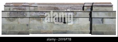 A fragment of a marble foundation of an ancient building with plinths for columns. Isolated on white Stock Photo