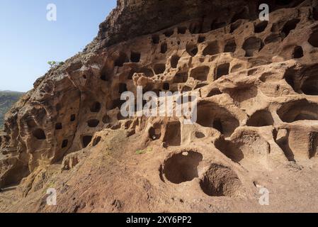 Cenobio de Valeron, archeological site, aboriginal caves in Grand Canary, Canary islands Stock Photo