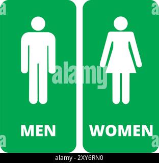 Women and men green bathroom banner on a blue background Stock Vector