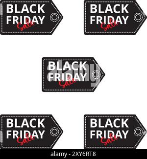 Black friday sale labels on a white background with copy space Stock Vector