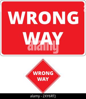 Red wrong way banners on a white background Stock Vector