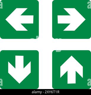 Green directional banners with white arrows on a white background Stock Vector