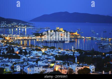 View of Bodrum harbor by night. Turkish riviera Stock Photo