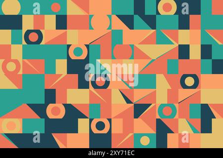 Abstract geometric pattern background, circle, triangle and square lines art design vector. Stock Vector