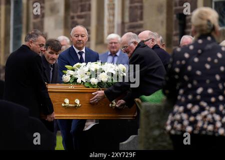 The coffin of country music star Derrick Mehaffey arrives at Donacavey ...