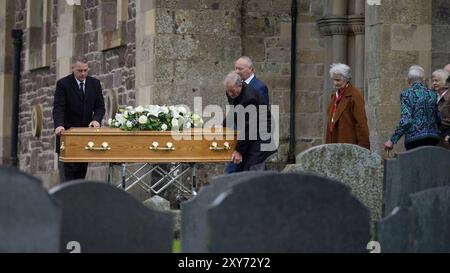 The coffin of country music star Derrick Mehaffey arrives at Donacavey ...