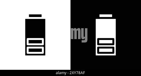 Battery icon set in black and white color. simple flat vector Stock Vector