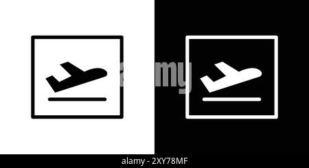 Arrivals plane icon set in black and white color. simple flat vector Stock Vector