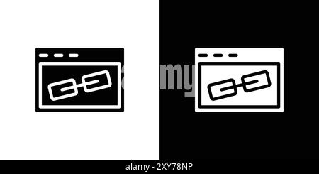 Backlink icon set in black and white color. simple flat vector Stock Vector