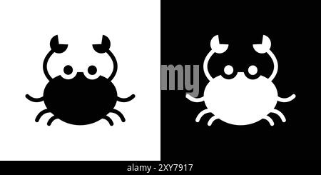 Crabs icon set in black and white color. simple flat vector Stock Vector