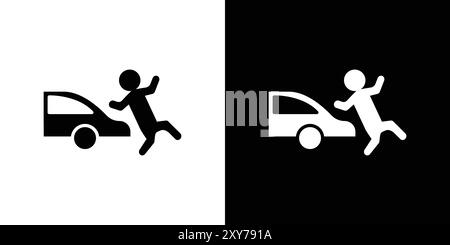 car Accident icon set in black and white color. simple flat vector Stock Vector