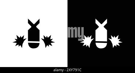 Bomb icon set in black and white color. simple flat vector Stock Vector