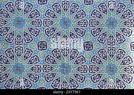Detail of a wall covered with tiles. An example from traditional Turkish tile art. Stock Photo