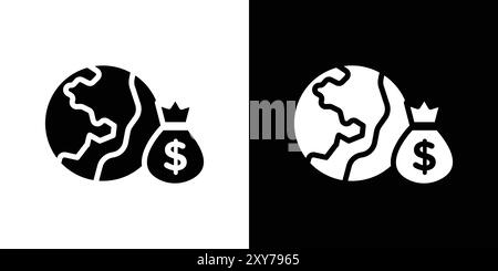 Capitalism icon set in black and white color. simple flat vector Stock Vector