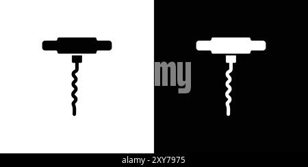 Corkscrew opener icon set in black and white color. simple flat vector Stock Vector