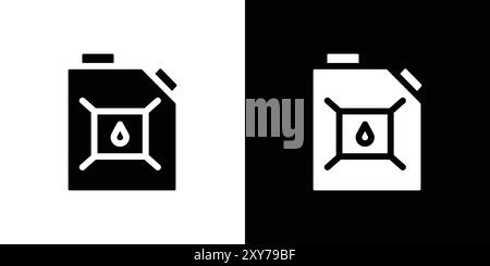 canister of motor oil icon set in black and white color. simple flat vector Stock Vector