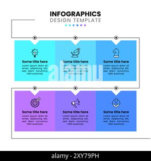 Infographic template with icons and 6 options or steps. Can be used for workflow layout, diagram, webdesign. Vector illustration Stock Vector