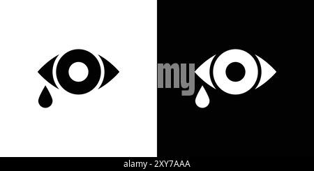 Crying icon set in black and white color. simple flat vector Stock Vector