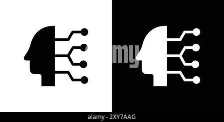 Cyborg icon set in black and white color. simple flat vector Stock Vector