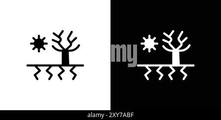 Drought icon set in black and white color. simple flat vector Stock Vector