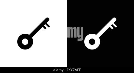 Door key icon set in black and white color. simple flat vector Stock Vector