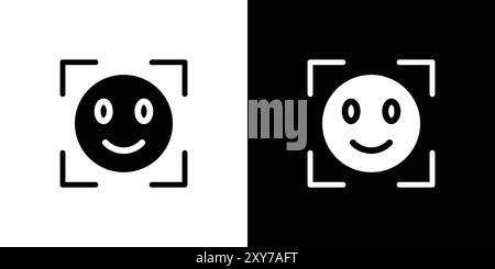 face id icon set in black and white color. simple flat vector Stock Vector