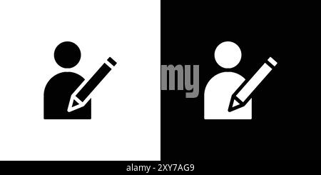 Edit user icon set in black and white color. simple flat vector Stock Vector